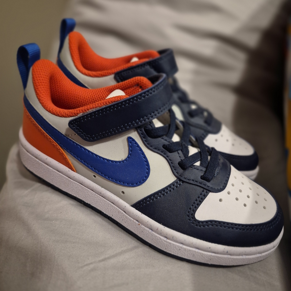 Kids' Navy and Orange Nike Court Burough Shoes 13c